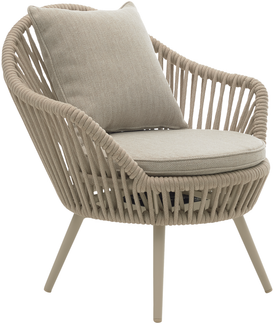 7015 Lounge Drehsessel, Rope 12mm, natur grau mix, Gestell: Alu in Taupe, inkl. Auflage