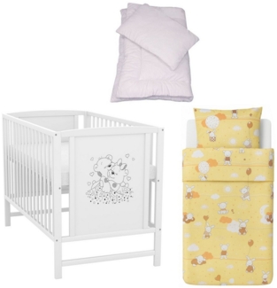 Baby-Delux Komplettbett Babybett Mia Komplettset, 7-tlg, Kinderbett 60x120 cm weiß, Bettset verschiedene Designs