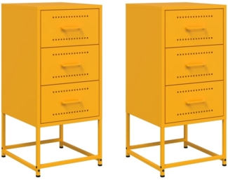 2er-Set Nachttische, Nachtschränke Senfgelb 36 x 39 x 78 cm Stahl