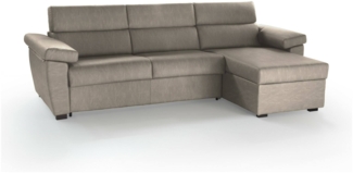 Dmora Schlafsofa mit Halbinsel Tolle, Verwandelbares Ecksofa für das Wohnzimmer, gepolstert, abnehmbar, 100 % Made in Italy, 285x160 h100 cm, Taube