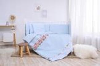 Lorelli Babybettwäsche Set Smile 6-teilig Decke 140x95 Kissen 43x35 Bett 120x60 hellblau