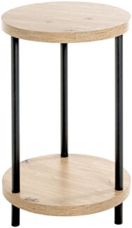 Beistelltisch >52412< in eiche, schwarz, MDF, Metall - 50x30cm (HxD)