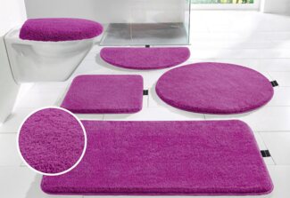 Bruno Banani Badematte Lana, Badvorleger, Badezimmer Teppich, Höhe 25 mm, rutschhemmend beschichtet, fußbodenheizungsgeeignet, schnell trocknend, strapazierfähig, Polyacryl, rechteckig, 3-tlg. Stand-WC Set, Badteppich, Badematten, unifarben, auch als 3...