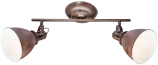 Deckenleuchte, Metall rostfarben, bewegliche Spots, L 45 cm