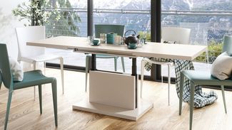 Mazzoni Couchtisch Aston Beige stufenlos höhenverstellbar ausziehbar 120 - 200cm, Funktionstisch, Wohnzimmertisch, Tisch, Esstisch, Sofatisch