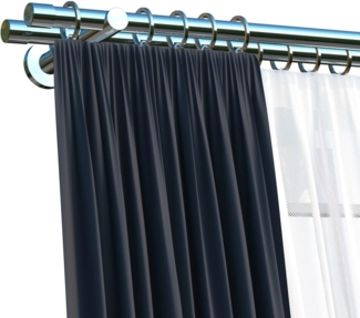 indeko Gardinenstange Linz, Ø 20 mm, 2-läufig, Wunschmaßlänge, mit Bohren, verschraubt, Stahl, Komplett-Set inkl. Montagematerial