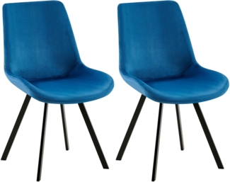CLP 2er Set Esszimmerstuhl Lewes Samtbezug 360 Grad drehbar und gepolstert,dunkelblau