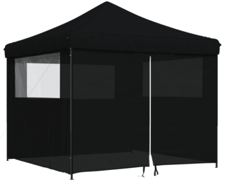 vidaXL Partyzelt Faltbar Pop-Up mit 4 Seitenteilen Schwarz 4004934