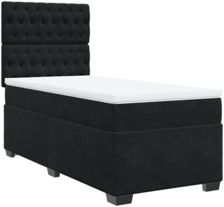 vidaXL Boxspringbett mit Matratze Schwarz 100x200 cm Samt 3290842