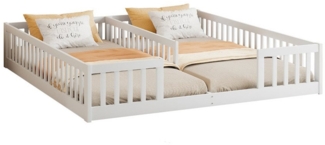 Sweiko Polsterbett Doppelbett Kinderbett mit Sicherheitsgitter für Familien (mit Lattenrost), 90*200cm ohne Matratze