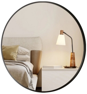 Boromal Wandspiegel Runder Spiegel Groß Wand Rund Schwarz 70cm 80cm Metall Rahmen Flur (Flurspiegel), für Schlafzimmer, Wohnzimmer, Heimdekoration