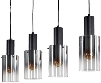 hofstein Pendelleuchte Hängelampe aus Metall/Glas in Schwarz/Rauchfarben/Klar, ohne Leuchtmittel, Hängeleuchte mit Glasschirmen (12,5cm), Höhe max. 140 cm, 4 x E27