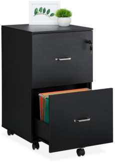 relaxdays Rollcontainer mit Hängeregist, schwarz
