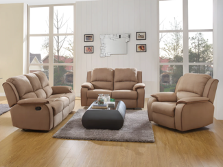 Vente-unique - Couchgarnitur Relax 3+2+1 - Microfaser - Taupe - HERNANI