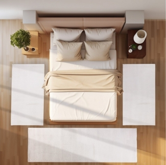 SIMPEX24 Kurzflor-Bettumrandung Geometrisch Design, Höhe 12 mm, (Bett-Set, 3-tlg, Bettvorlage), Bettumrandung Läufer Set 3 Tlg. Teppich Schlafzimmer Boho Design
