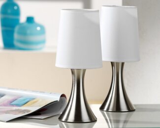 Luna24 simply great ideas. Nachttischlampe Touch Lampe, Nachttischlampe, Schreibtischlampe 2er Set silber, Touch, E 14, warmweiß, Ein-/Ausschaltung und Lichtstärke durch Touch.