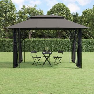 Gartenpavillon, Pavillon mit Seitenwänden Anthrazit 400 x 300 x 270 cm Stahl