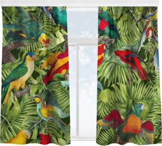 Bilderdepot24 Vorhang Gardine Natur Tropisch Bunte Collage Papageien Dschungel Türvorhang, Multifunktionsband (2 St), blickdicht, Samt, Schiebegardinen Küche Schlafzimmer Wohnzimmer Schiebevorhang