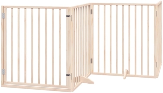 vidaXL 4-tlg. Hundetor mit Tür Faltbar 320 cm Pappelholz 352179