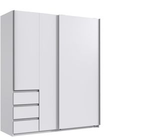 Schwebetürenschrank >Stade< 3 Schübe, in WEISS - 168x198x63cm (BxHxT)