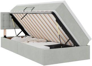 vidaXL Aufbewahrungsbett mit Matratze Hellgrau 100 x 200 cm Samt 3370857
