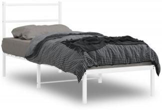 vidaXL Metallbett ohne Matratze mit Kopfteil Weiß 75x190 cm 355404