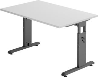 bümö® Schreibtisch O-Serie höhenverstellbar, Tischplatte 120 x 80 cm in grau, Gestell in graphit