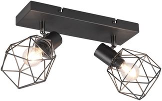 Industrial Deckenstrahler NARDA 2-flammig Gitter Schwarz, Breite 30cm