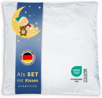 ZOLLNER Kinderbettdecke, Füllung: 90% Daunen, 10% Federn, 80 x 80 cm, 100% Baumwolle, vom Hotelwäschespezialisten