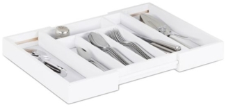 Weißer Besteckkasten Bambus ausziehbar 10023238