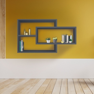 Wandregal Karo Schweberegal aus Holz Anthrazit