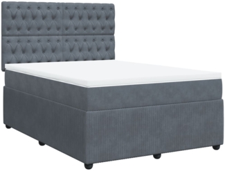 vidaXL Boxspringbett mit Matratze Dunkelgrau 160x200 cm Samt 3292389