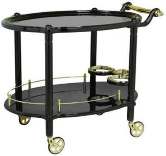 Casa Padrino Luxus Servierwagen Schwarz / Gold 88x60 x H. 87 cm - Hotel Restaurant Gastronomie Trolley - Luxus Hotel Restaurant Gastronomie Accessoires - Luxus Möbel