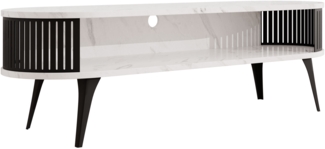 TV-Lowboard Rajkon Oval (Farbe: Schwarz / Bianco Marmor)