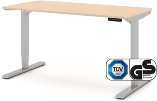 ASSMANN Elektrisch höhenverstellbarer Schreibtisch Y-Line Curved 140x70 cm Sand Weißaluminium 140x70 cm Metall Holz