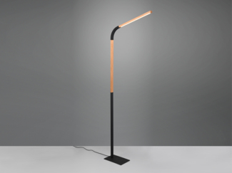 LED Stehleuchte NORRIS Schwarz mit Holzelementen, Höhe 140cm