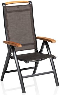 MEMPHIS Multipositionssessel Teak Armlehne, anthrazit / bronze