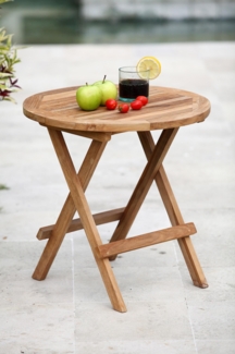 Beistelltisch Klapptisch MITAN aus Teakholz rund von GardenPleasure