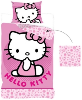 Hello Kitty Bettwäsche-Set für Kinder – Weicher Bettbezug 140x200 cm mit Kissenbezug 60x70 cm