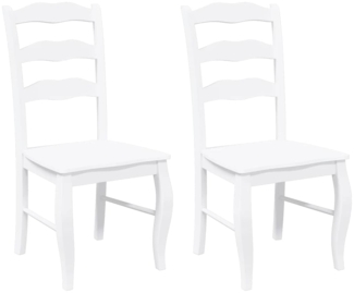 vidaXL Esszimmerstühle 2 Stk. Weiß Massivholz Gummibaum 4102497