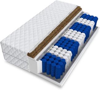 Matratze 100x200 Taschenfederkern HOME MAX DUO 25cm 7 Zonen H3 H4 Premium KOKOS