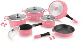 Kochtopf Kasserolle Bratpfannen Set 14-tlg Royalty Line pink RL-ES1014M