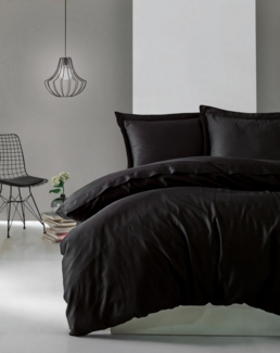 Satin-Einzelbettbezug-Set XXL (DE), 'Elegant', Schwarz