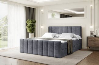 ALTDECOR Boxbett OTTA-Z (Multipocket-Matratze H4, H3 Matratze Bonellfederung, Topper, Kopfteil), Doppelbett mit Fußteil