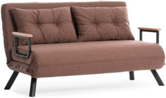 Dmora 2-Sitzer SchlafsofaCalvin, Verwandelbares Sofa, Lineare Stoffstruktur, Schlafsessel mit Stauraum, 133x78 h78 cm, Sand