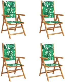 vidaXL Gartenstühle Verstellbar 4 Stk. Grün Stoff und Massivholz 3214550