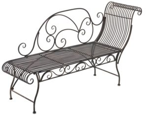 Gartenbank SIZON - Metall Bronze 156 x 46 x 78 cm | Gartenliege Metall Sonnenliege Antik Vintage Gartenstuhl Lang 1 Sitzer