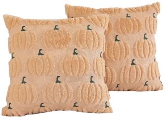 CLTYQ Kissenbezug Herbst Kürbis Kissenbezüge 45x 45 cm, (2 Stück), bestickte dekorative quadratische Kissenbezüge, Kunstfell Kissenbezüge