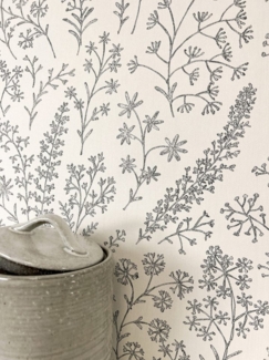 Newroom Vliestapete, Weiß Tapete Floral Blumen - Vintage Blumentapete Schwarz Romantisch 3D Optik Floral Zweige für Wohnzimmer Schlafzimmer Küche, Vintage, Blumentapete