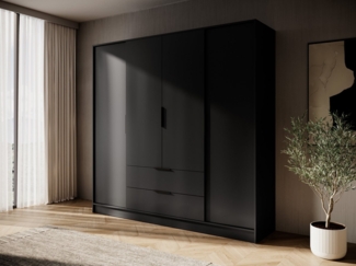 MOEBLO Drehtürenschrank SEVIA (Moderner und funktionaler Schrank mit verstellbaren Regalen und Schubladen, Kleiderschrank 4-türig Schrank Garderobe Schlafzimmer mit/ohne Spiegel, mit/ohne Vitrinen - und Schubladen) (BxHxT): 206x200x51 cm
